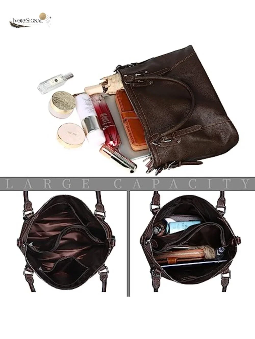 Leather Tote Handbag Shoulder Bag Top Handle Satchel Women